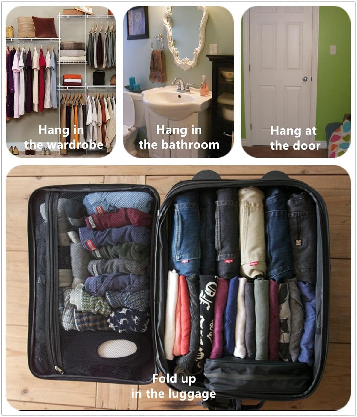 Foldable Clear Hanging Travel Toiletry Bag Cosmetic Organiser Storage - Image 5