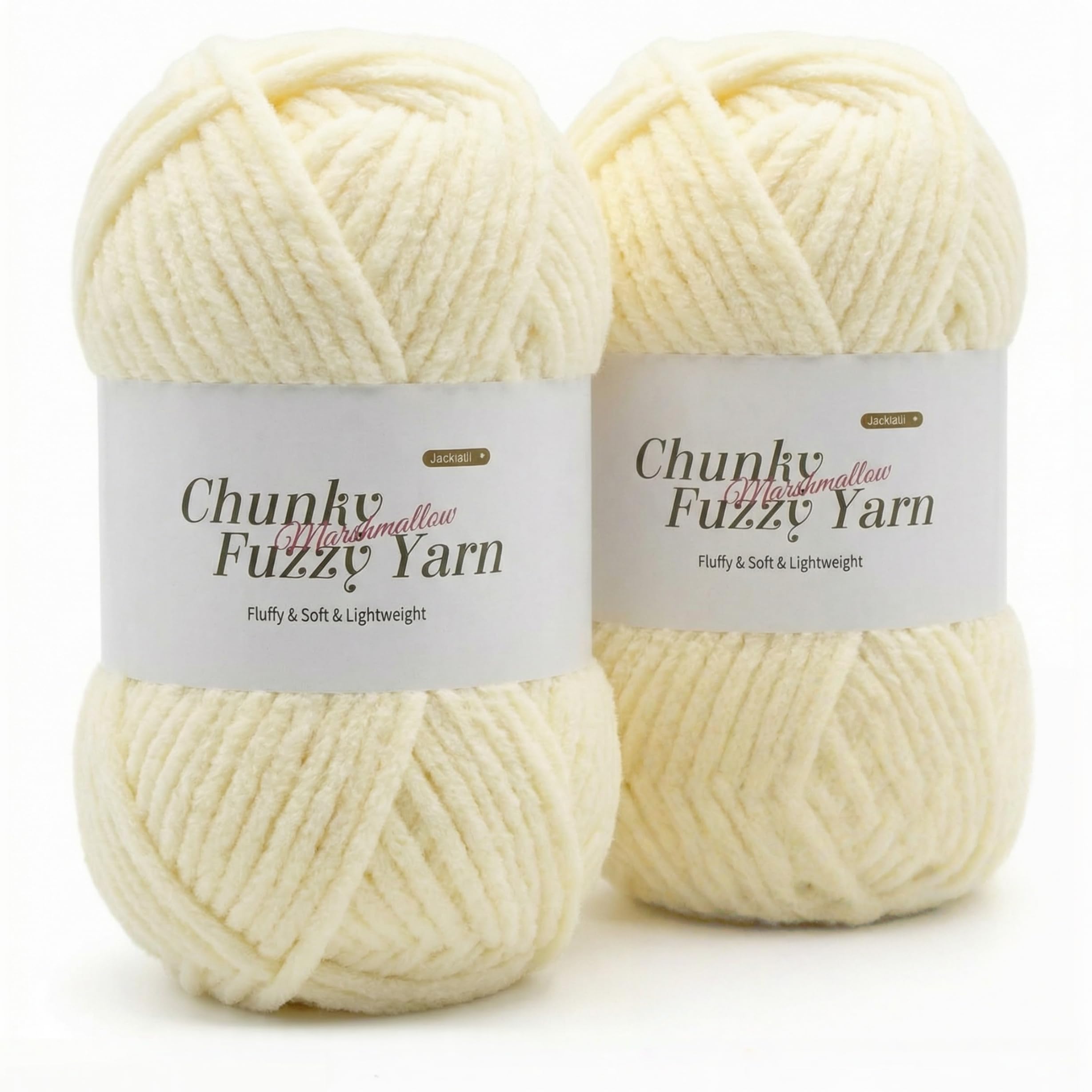 Fluffy Wool Chunky Chenille Yarn for Crochet - 100g x2 Soft Thick Yarn Kit, Perfect for Beginners, Scarf, Sweater, Hat, Gloves & Blanket Hand Knitting DIY Crafts (White-2)