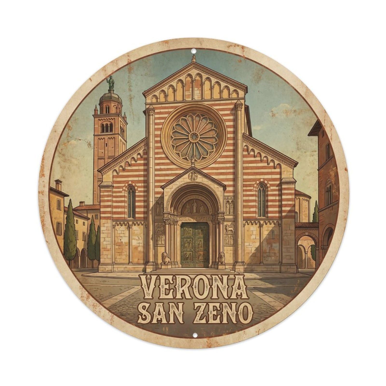 Olhnbad Style Basilica Verona Heritage City Travel River Metal Tin Sign