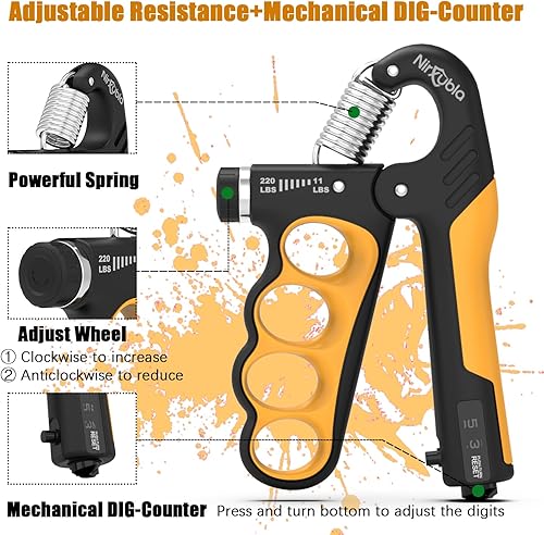 Miniatura 2 de Entrenador fortalecedor de agarre de mano, resistencia ajustable, 11 LBS-220 libras, fortalecedor de antebrazo, exprimidor de mano con contador