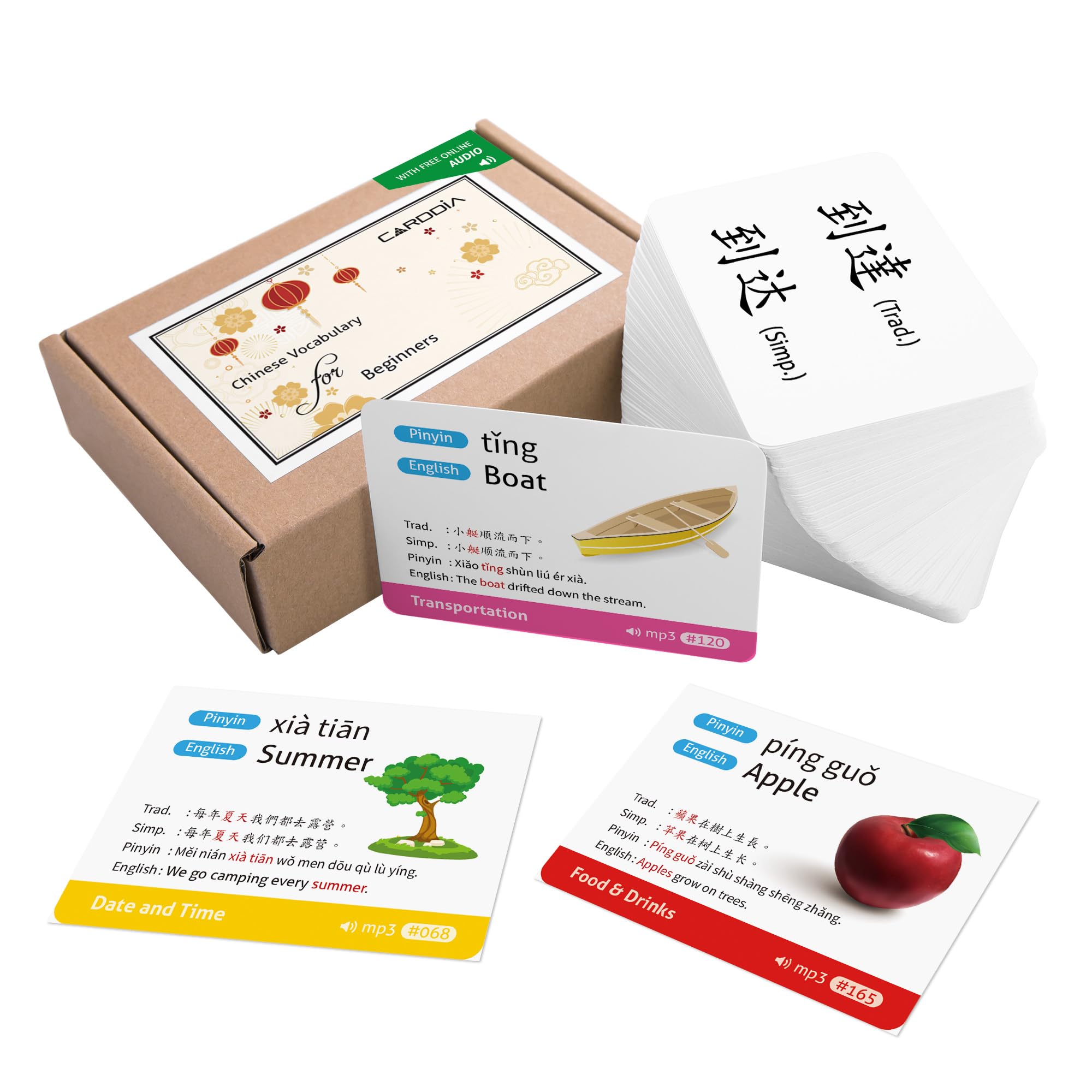 Chinese Mandarin Vocabulary Flashcards for Beginners (Traditional and Simplified Chinese, with Example Sentences and Audio MP3)