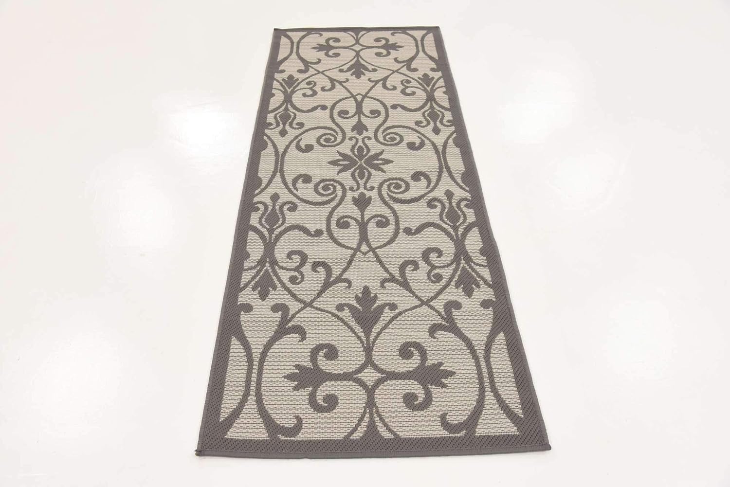 Unique Loom Outdoor Botanical Collection Area Rug - Gate (2' x 6' 1" Runner, Gray/ Silver)