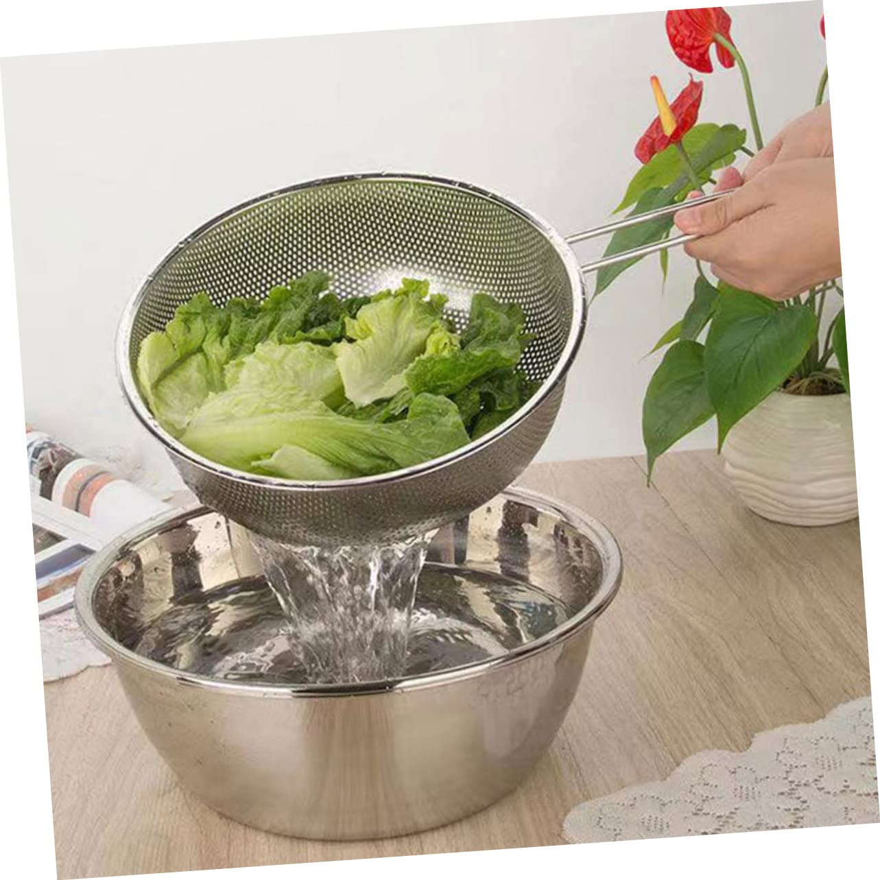TOPBATHY 2piezas Cesta De Drenaje Inoxidable Colador De Para Escurridor De Cocina Multifuncional Para Drenar Pasta y Arroz