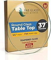 Vista 25 de Fab Glass - Mesa redonda de cristal de 48 in, grosor de 3/4 in, cristal pulido plano templado, Vidrio, Transparente
