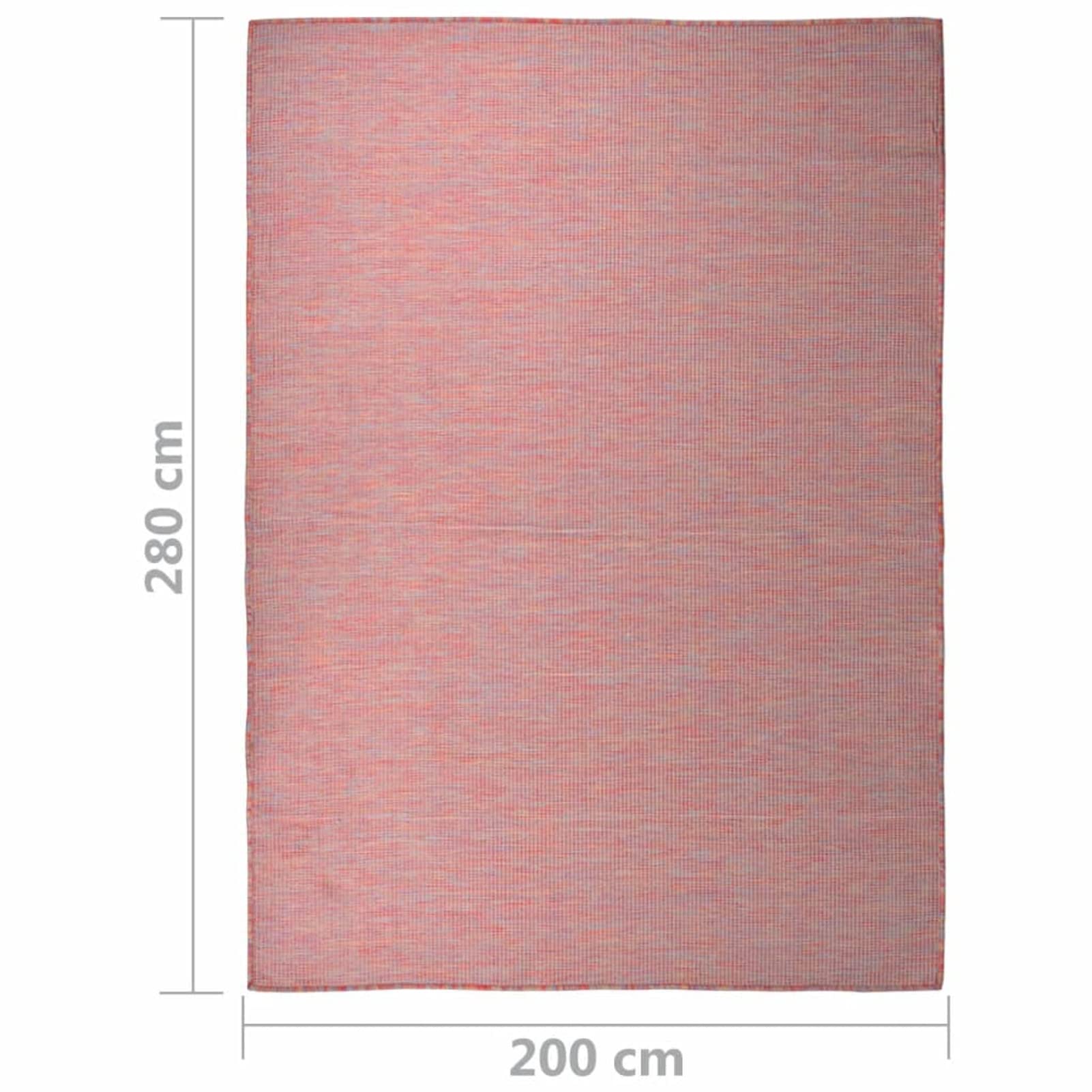 LAPOOH Dywan zewnętrzny, dywan do wnętrz na zewnątrz, dywany tarasowe, czerwony płaski splot 200 x 280 cm