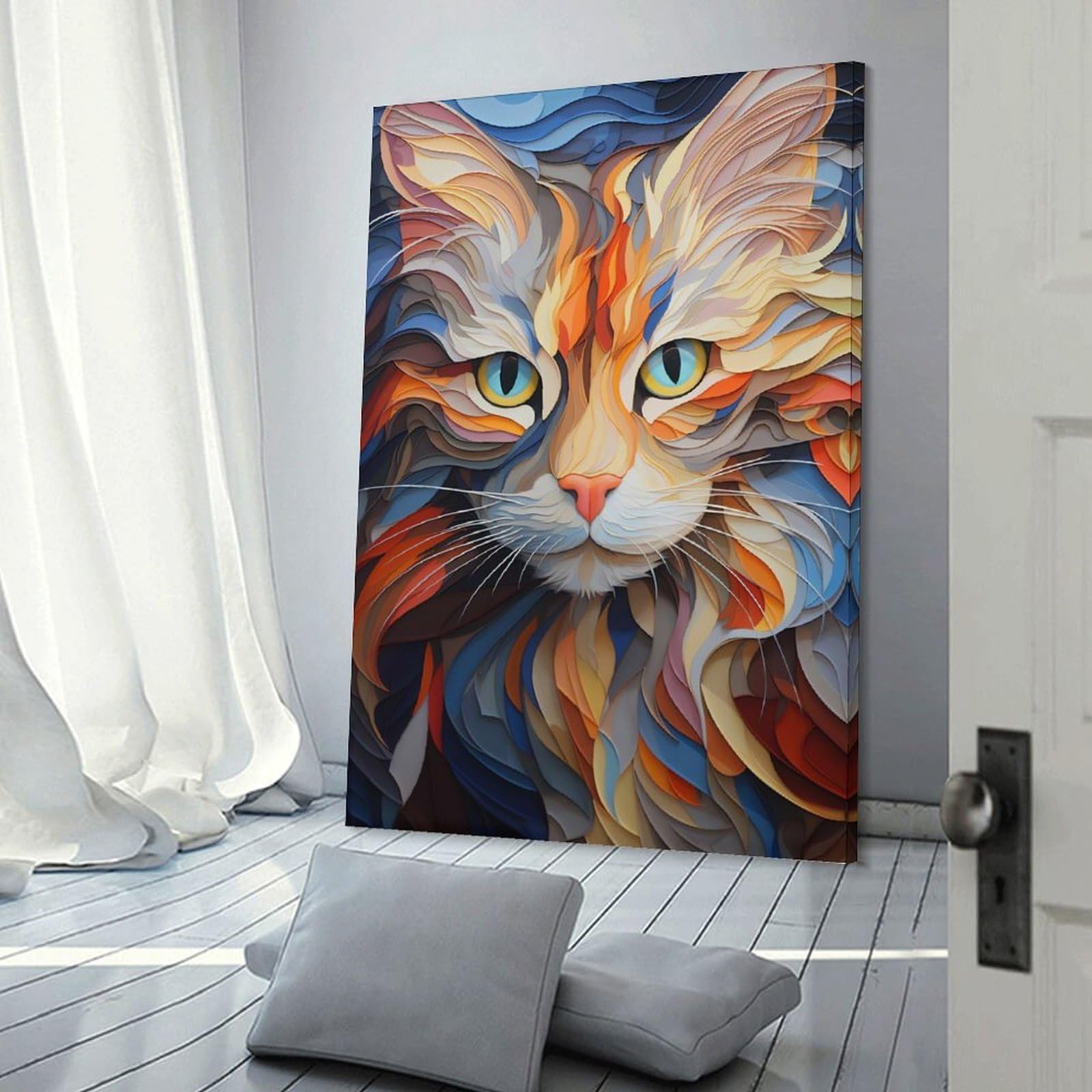 Junmoney Sassy Cat Home Decor Wall Art 20x30inch(50x75cm), for Art Walls, Layered Displays Or Homes, A Versatile Canvas Print for Layering