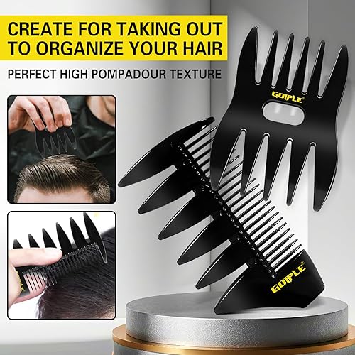 Miniatura 5 de Peines de peinado para el cabello, peine de textura de dientes anchos para hombres, juego de peine de cepillo de peluquería profesional,