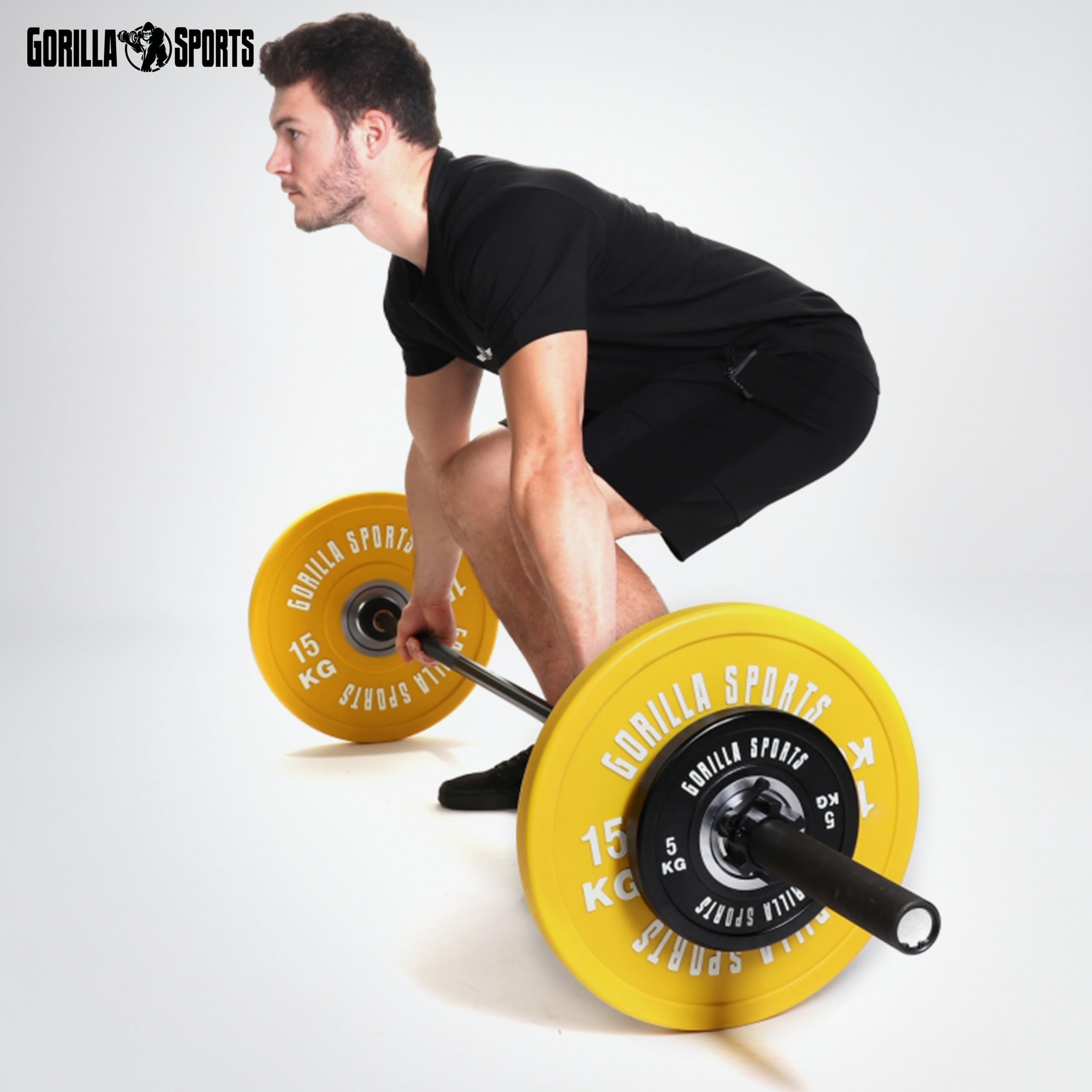 Gorilla Sports Disque Olympique 50/51 Mm – Caoutchouc Plein – Poids 5 à 25 Kg Pour Haltérophilie