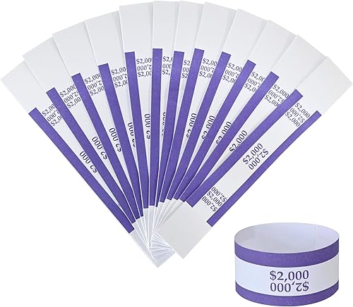 Bandas de divisa para envoltura de billetes, tiras autoadhesivas de dinero para organizar facturas, colores estándar ABA, 7.5 x 1.15 pulgadas