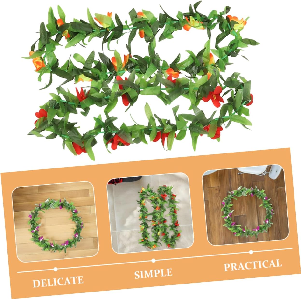 Cabilock 12Pcs Hawaiian Leis Necklaces Tropical Flower Decorations for Luau Beach Weddings Summer Pool Parties and Hawaii Theme Celebrations Easy to Clean Soft Suitable