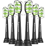 Aoremon Toothbrush Replacement Heads for Philips Sonicare DiamondClean Series 2/3 EasyClean ProtectiveClean FlexCare HwalthyWhite, 4100/5100/6100, C1/C2/G2/G3-6 Pack, Black
