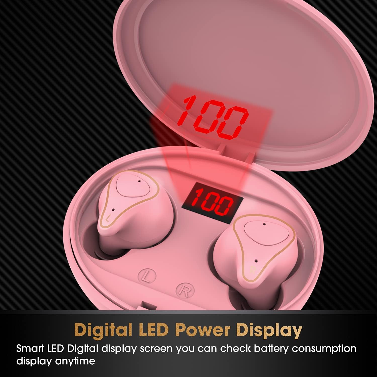Wireless Earbuds, NYZ [2022 Upgraded] True Wireless Bluetooth Earbuds Hi-Fi Stereo Bass Headphones in-Ear Earphones LED Display with Mic CVC 8.0 in-Ear Protection for Working/Travel/Gym
