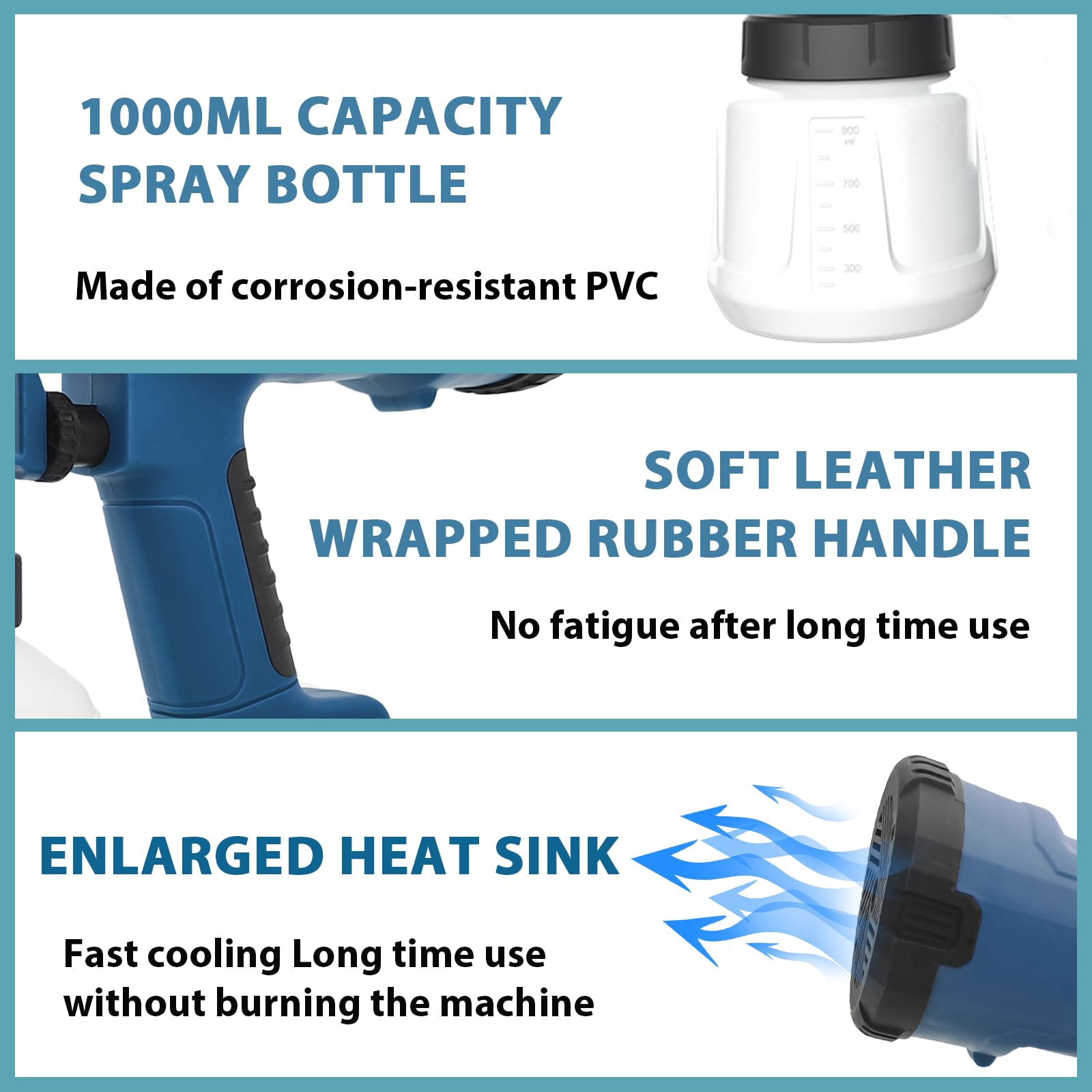 Sistema de pulverización de pintura a batería para Bosch GBA 18 V, 1000 ml HVLP pistola de pintura con 4 boquillas, 3 patrones, pistola de pulverización inalámbrica para valla de jardín, paredes (sin