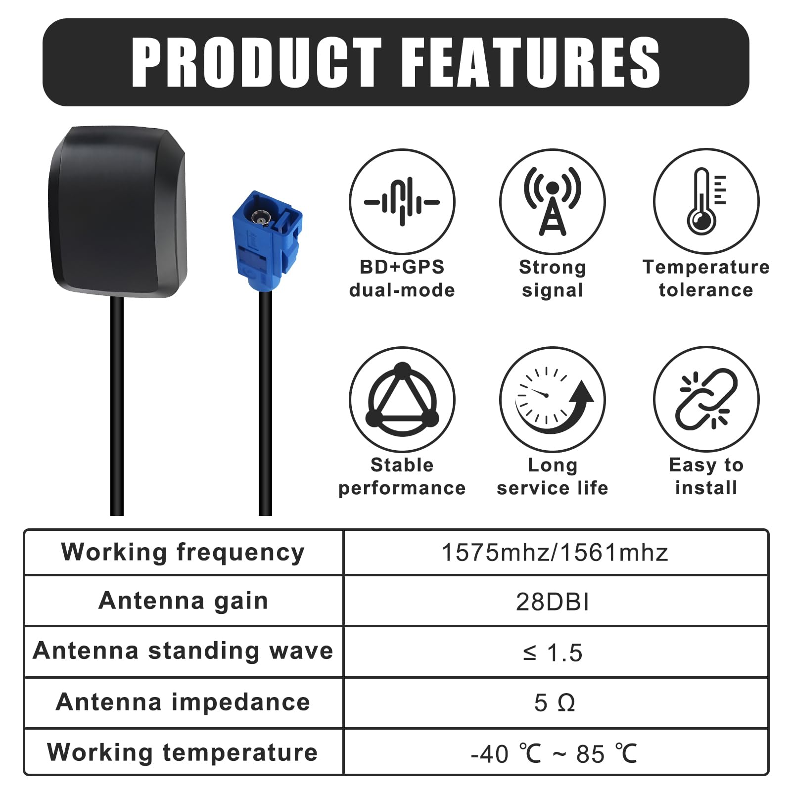 Antenna GPS attiva Fakra C blu cavo 3 m per navigazione veicoli camion barca