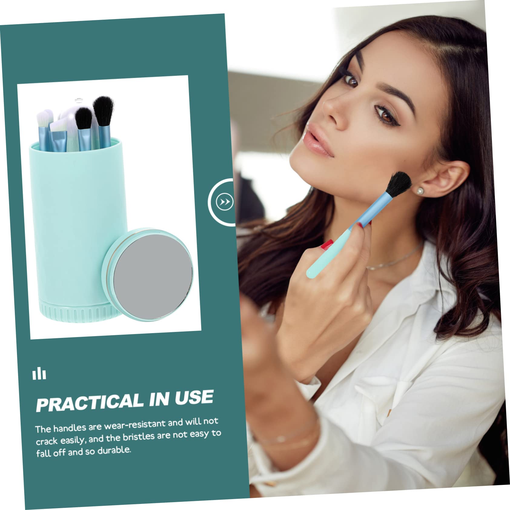 Healeved 4sätze Professionelle Kosmetikpinsel Mit Künstlichen Fasern Und Spiegel Tragbar Für Make-up-anwendungen Drehbarem Pinselhalter Und Praktischer Aufbewahrung