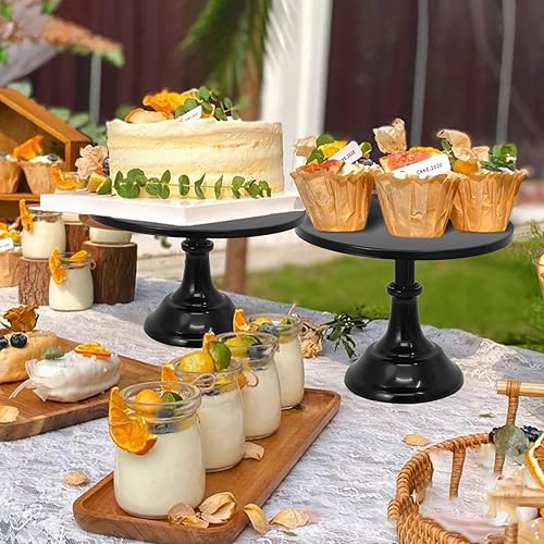 Miniatura 7 de Juego de 3 soportes negros para tartas, soporte redondo para tartas, soporte de exhibición de pasteles, cupcakes de metal, soporte de exhibición de