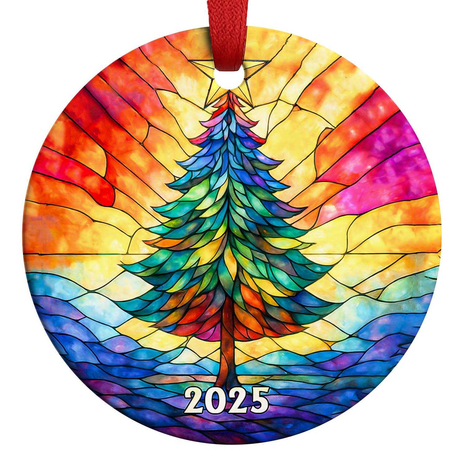 Adorno de árbol de Navidad con fecha 2025 para recordar momentos inolvidables