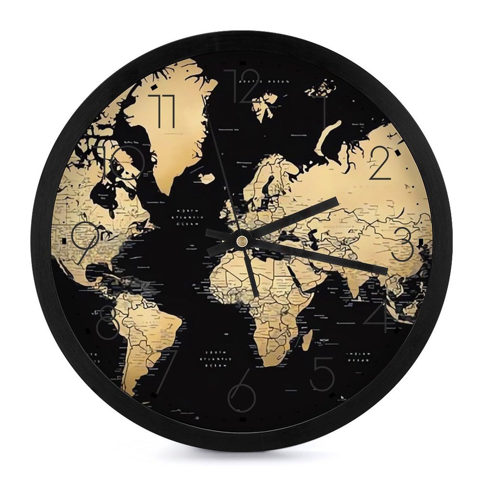 Horloge murale ronde carte du monde au design épuré et durable