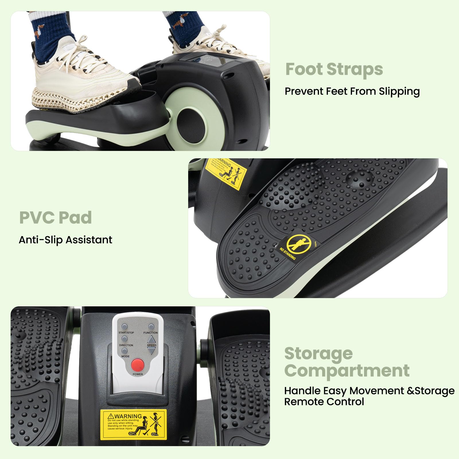 Entrenador elíptico bajo mesa, entrenador elíptico eléctrico con masaje de pies estacionario, mini entrenador elíptico eléctrico, con mando a distancia, rastreador de fitness LCD, para adolescentes
