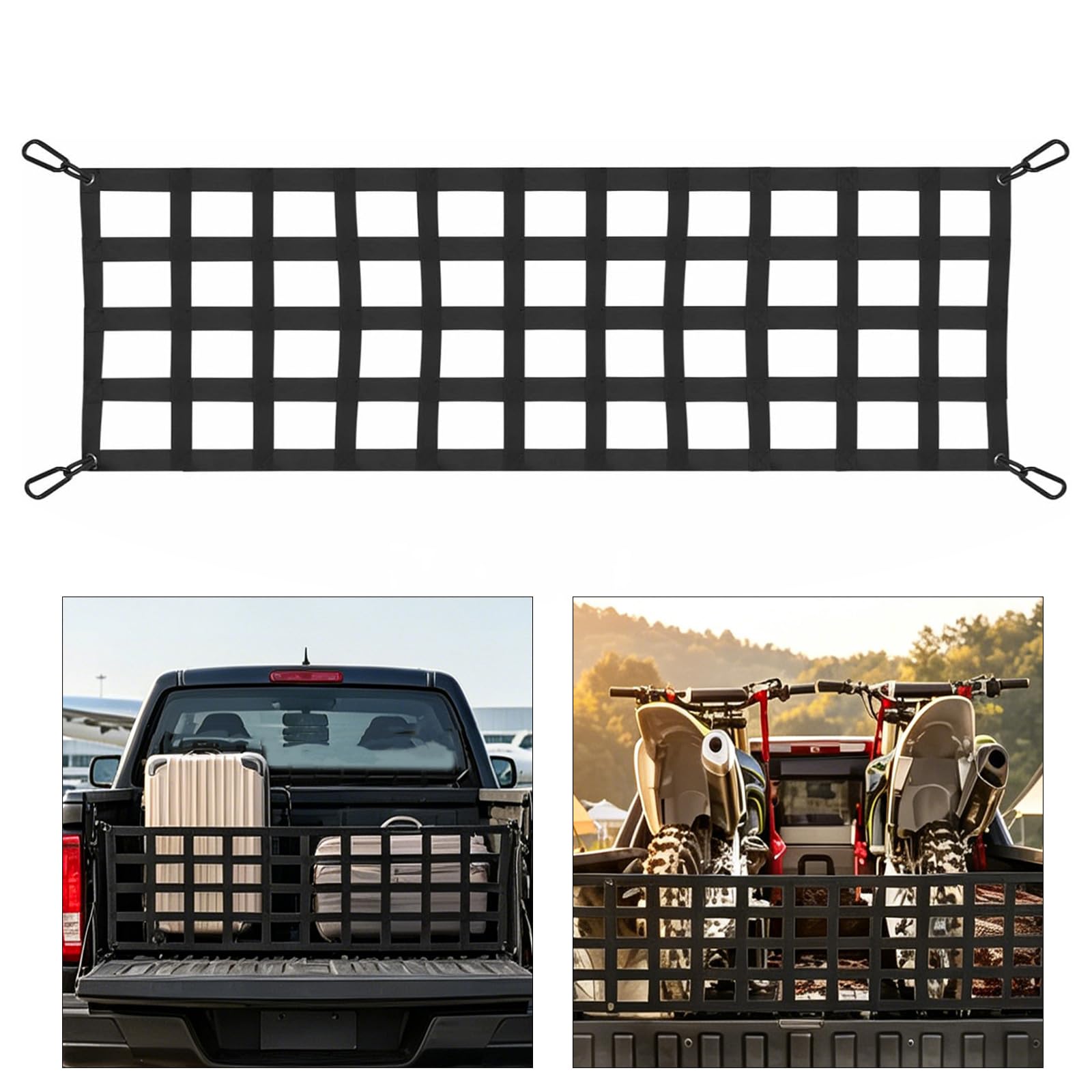 152,4 x 45,7 cm großes Gepäcknetz, einfache Einrichtung für Pickups, hält Ausrüstung sicher, Off-Road-Pickup-LKW-Zubehör