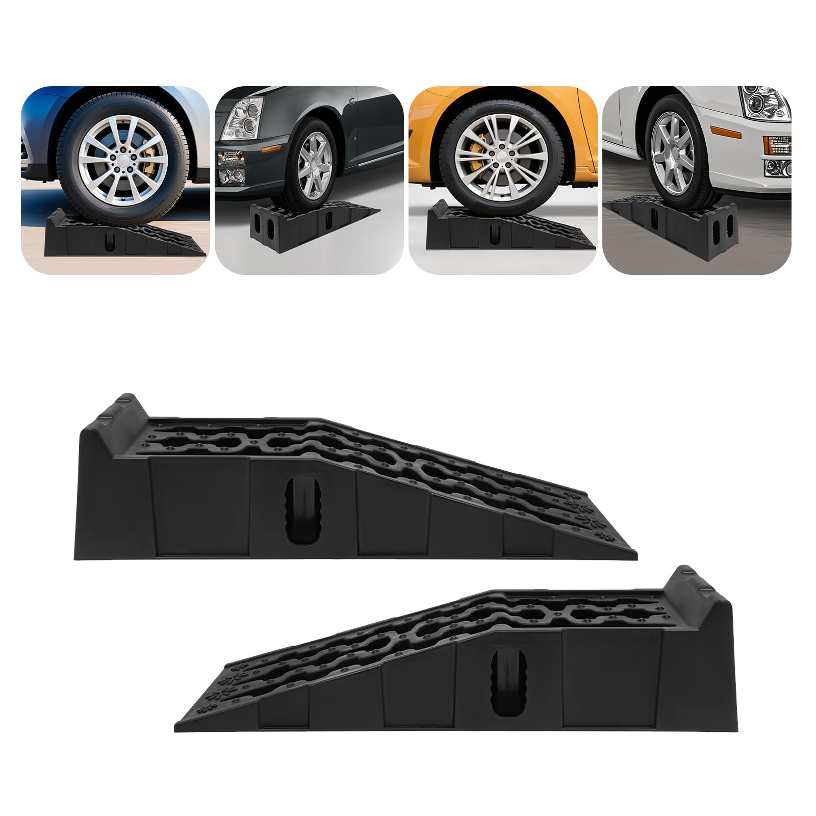 Rampa de carga para coches, elevador de coches 5T, rampa para coche de 245 mm de ancho de entrada con bloque antideslizante, cuñas de acceso para lugares, escalones de garaje, rampas de carga