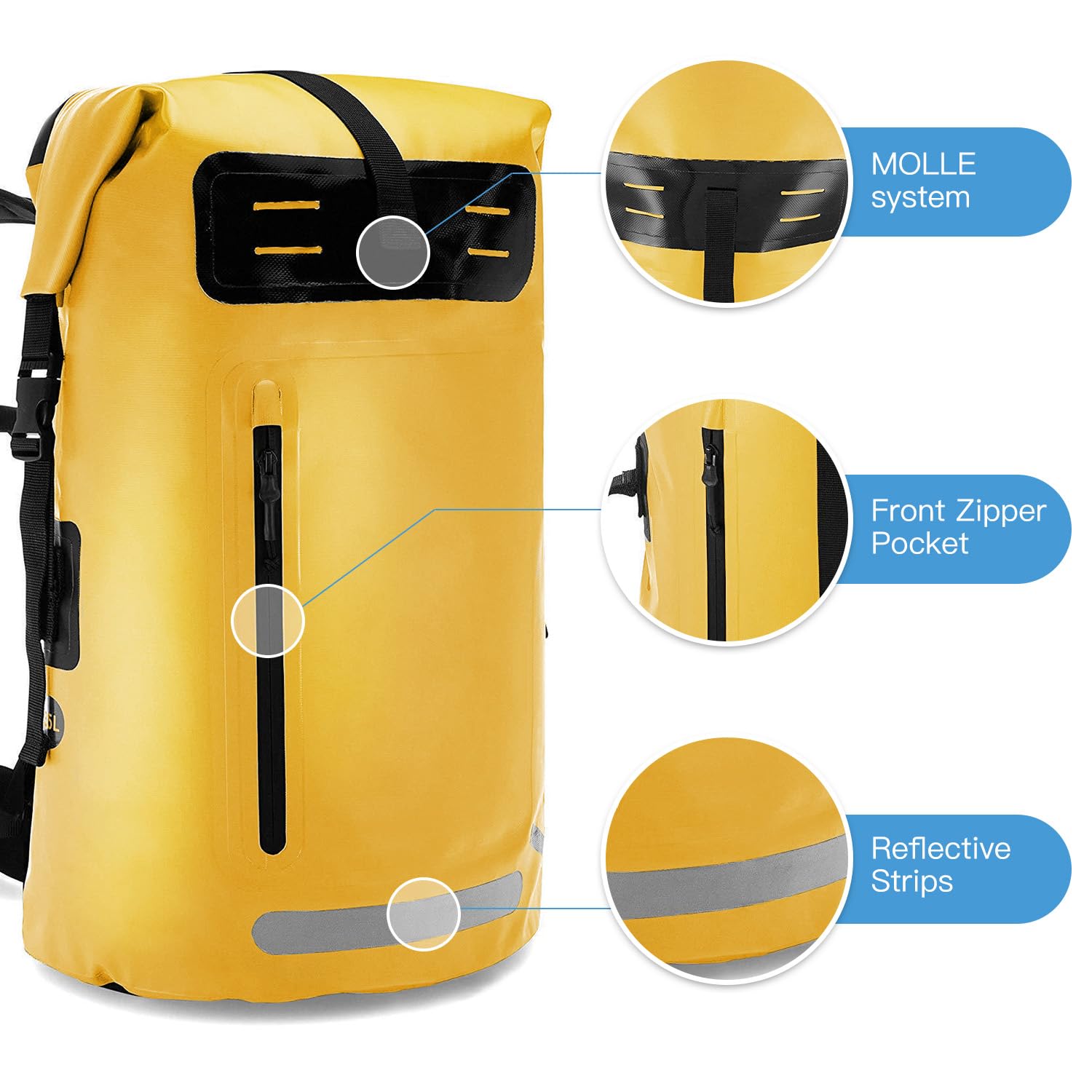 Bnineteenteam Roll Top Dry Bag, Roll Top Zaino con custodia per telefono per mantenere l'attrezzatura da kayak asciutta (blu)
