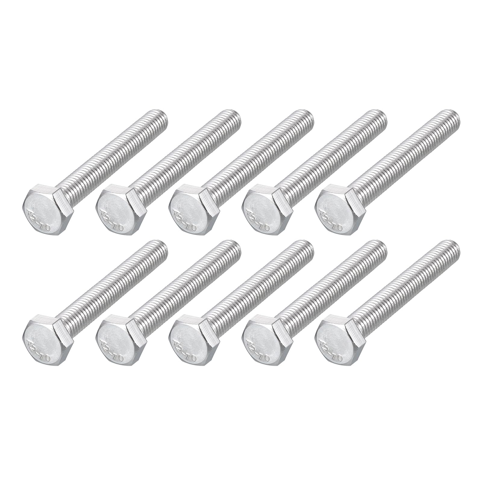 METALLIXITY Hex Bolts (M8-1.25x60mm) 10Pcs, 304 Stainless Steel Coarse Fully Threaded Hex Head Screw Bolt Machine Screws
