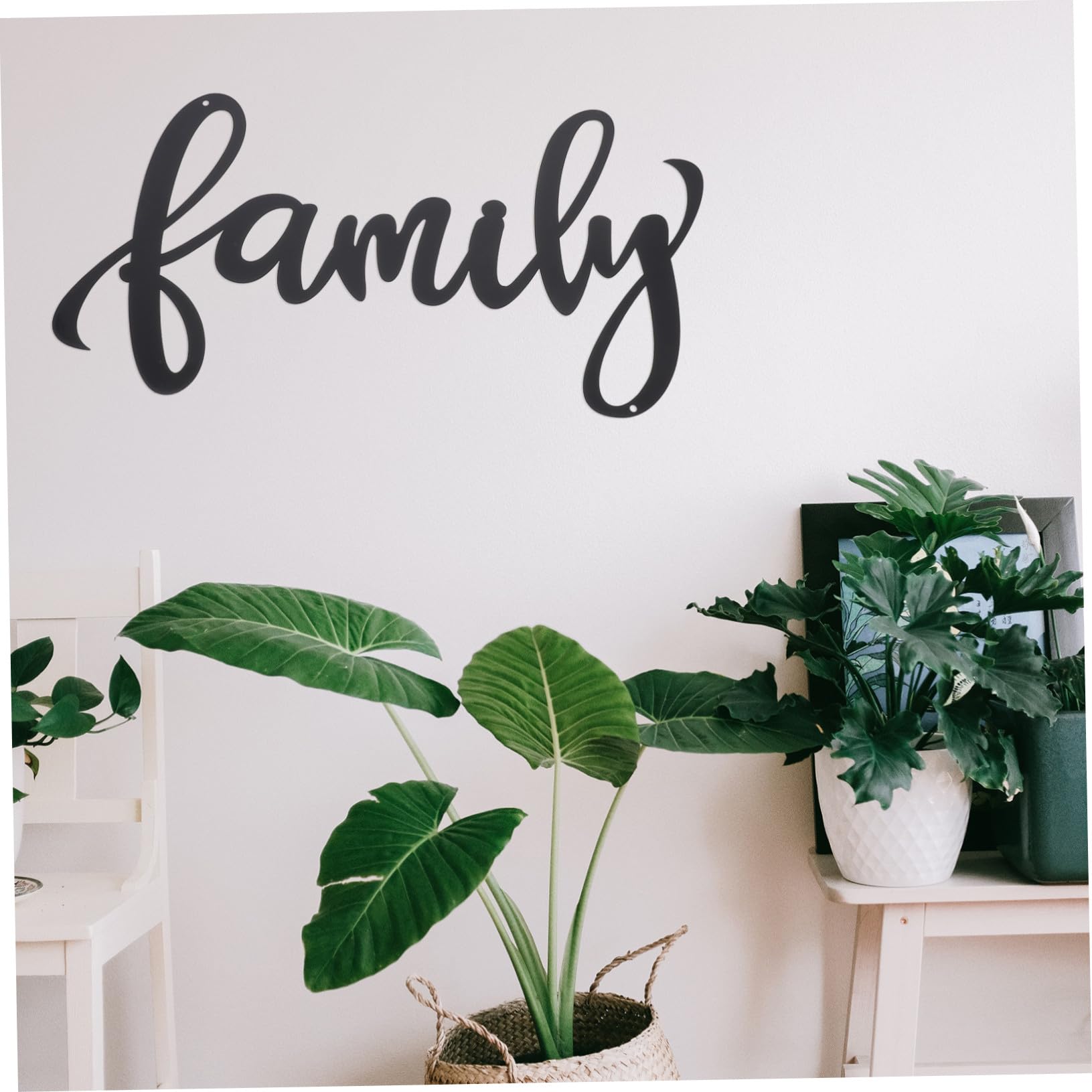Wandornament Family aus Eisen, Schwarze Wanddekoration