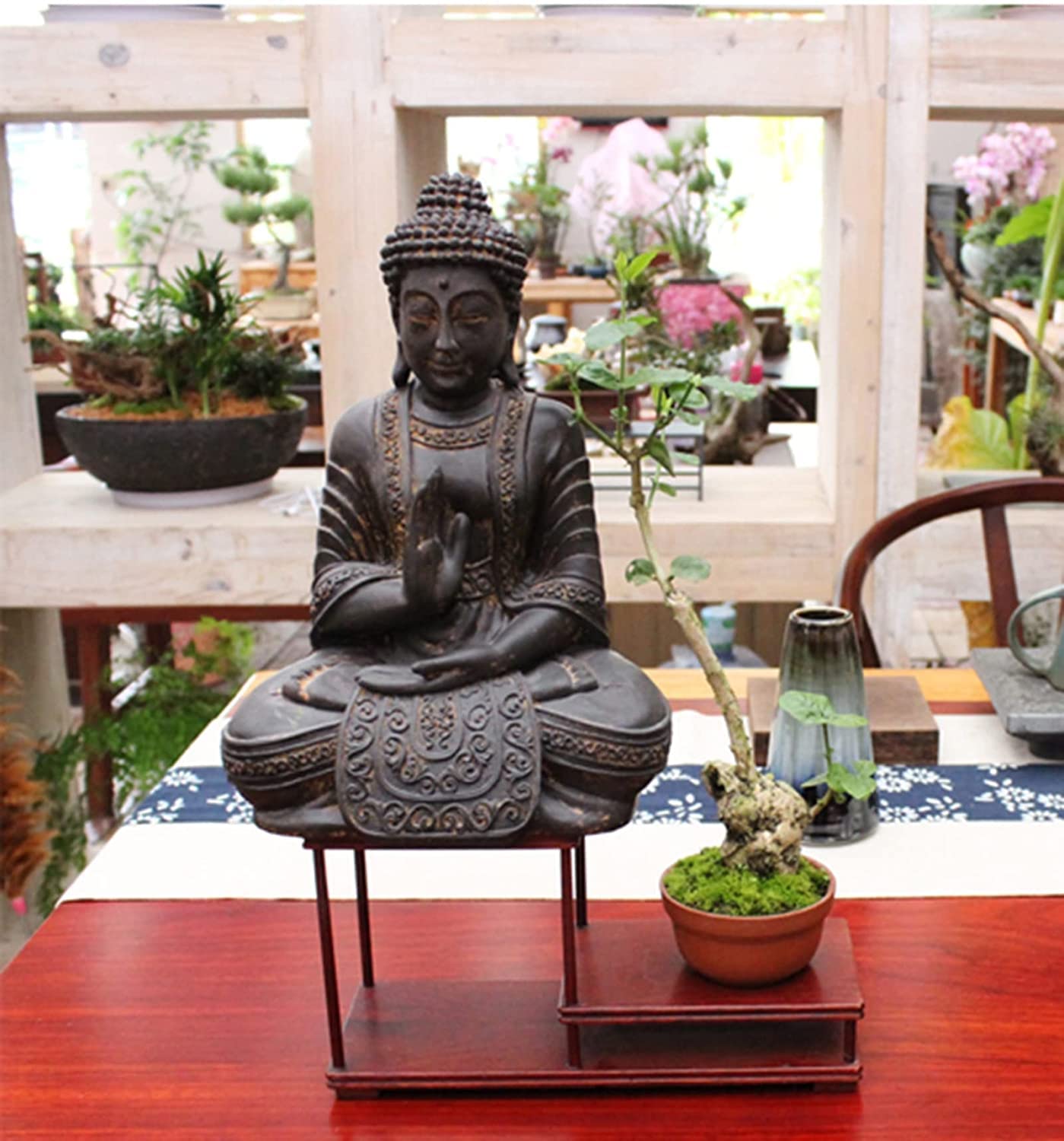 Statua di Buddha,Decorazione della Statua del Buddha retrò, Statua del Buddha Seduto Scultura Resina Artigianato Antico Home Desktop Religione Mostra Decorazione Regali per credenti
