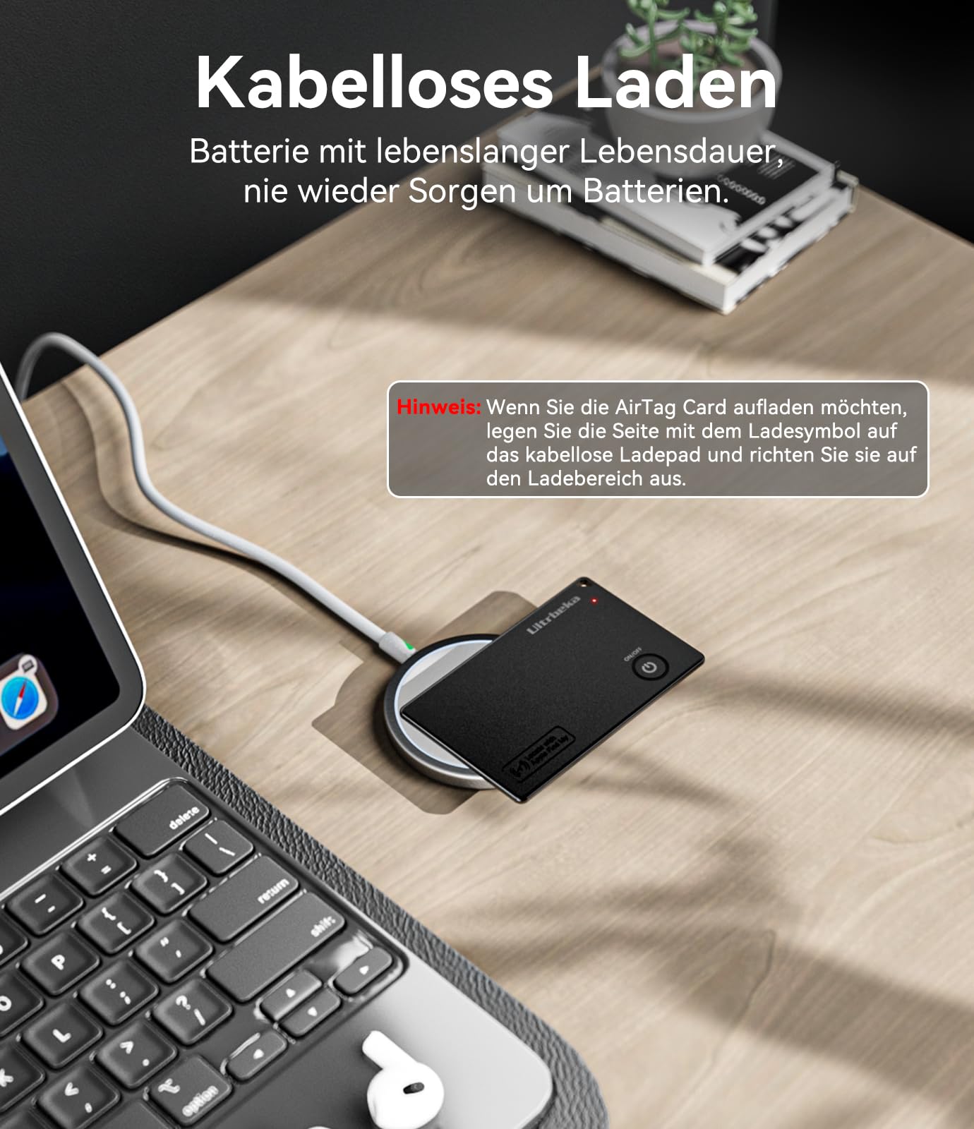 Ultrbeka Ultra-dünner MFi-zertifizierter Wallet Tracker kompatibel mit Apple Find My | Für Brieftaschen, Schlüssel und Taschen | Einzeln 2-Pack