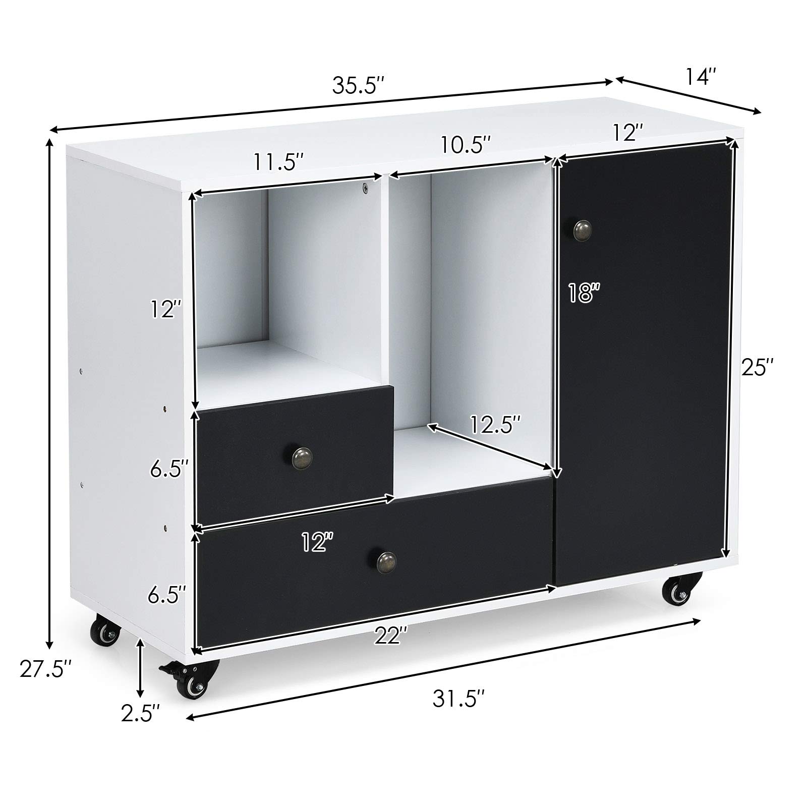 Amazon.com: Giantex Mobile File Cabinet on Wheels - Lateral Filing
