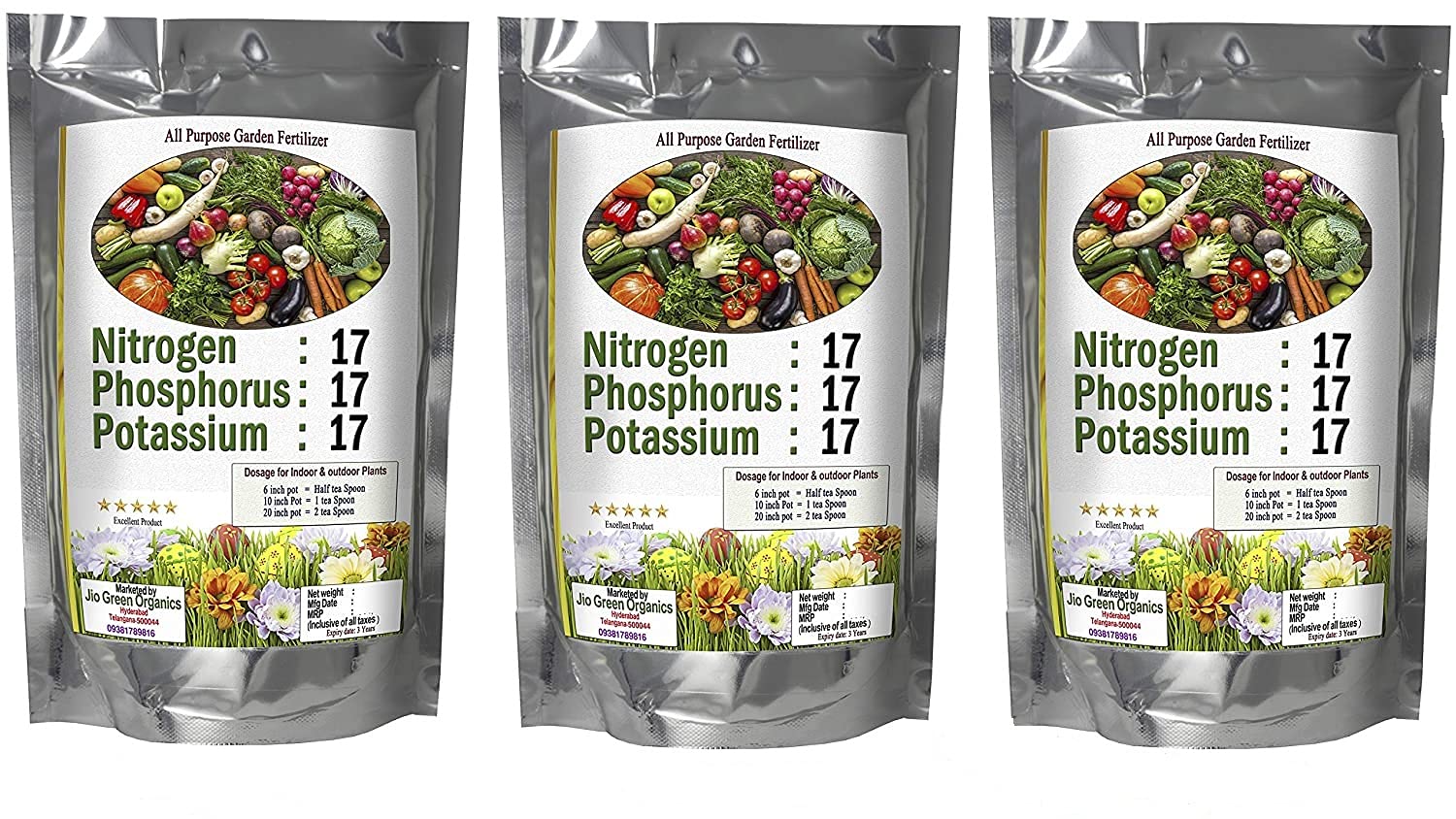 Jio Green garden Store NPK 17 17 17 granules 1.2 kg (400 + 400 + 400 Grams) Primary Nutrients with nitrogen Phosphorus Potassium Soil Application for All Plants-picture-11