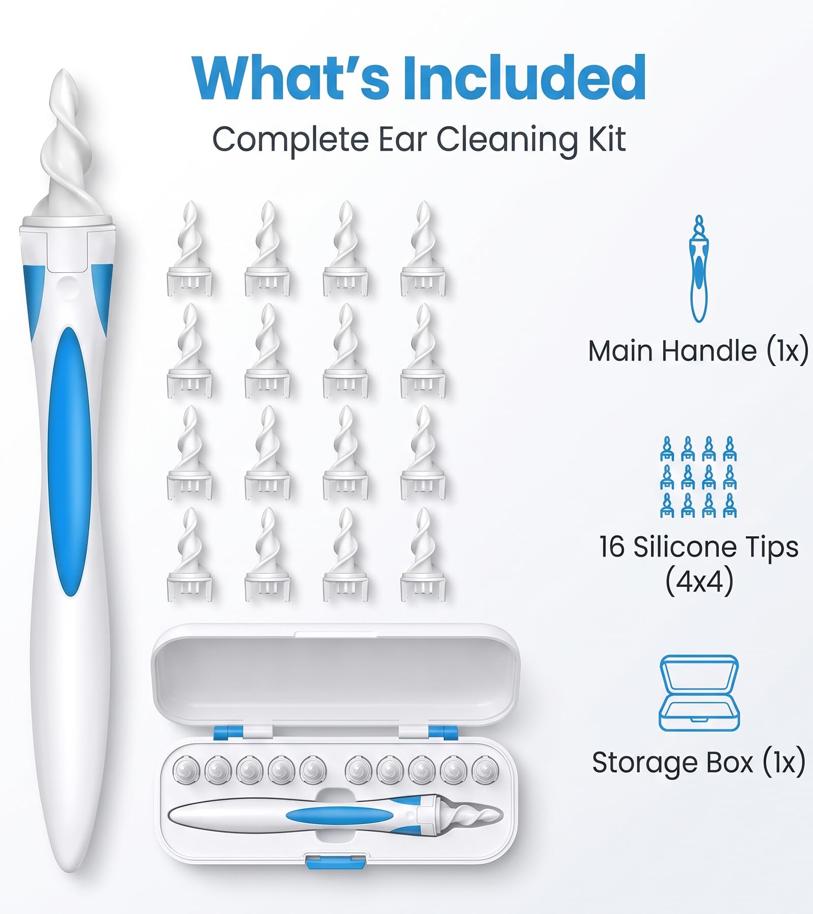 DClub Ear Wax Removal, Ear Wax Removal Tool Reusable and Washable Replacement 16 Soft Silicone Tips for Cleaner Earwax, Ear Wax Removal Kit — Amazon image 2
