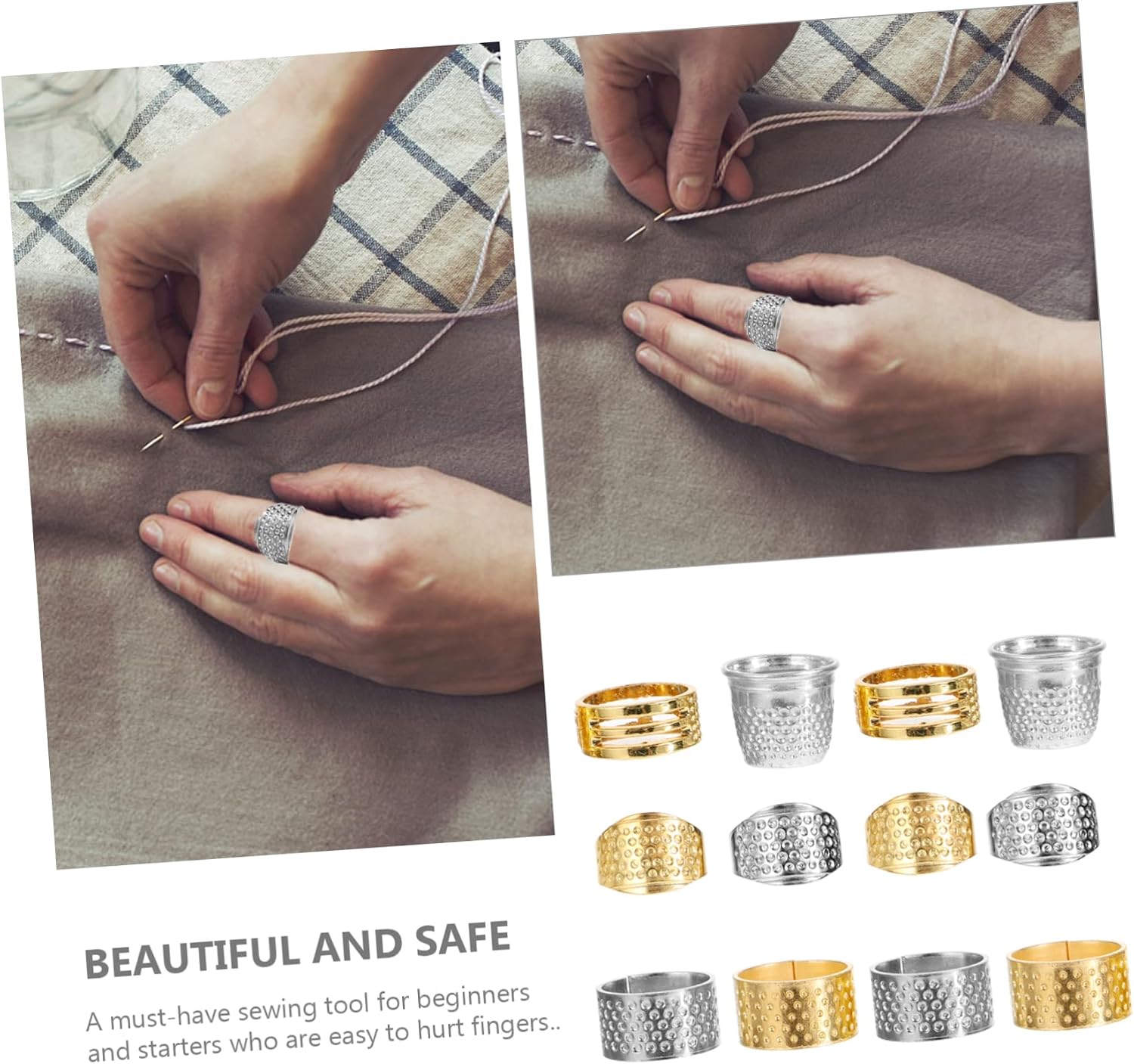 jojofuny 12Pcs Sewing Thimbles Protective Finger Sleeves for Needlework Crafting and DIY Projects Present for Beginners and Sewing Enthusiasts