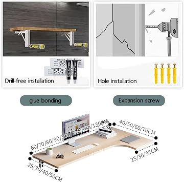 Simple Floating Folding Laptop Desk Wall Mounted Desk Folding Wooden Wall-Mounted Drop-Leaf Table Desk Integrated Wall Mounted Folding Table 130x60/51x24in A