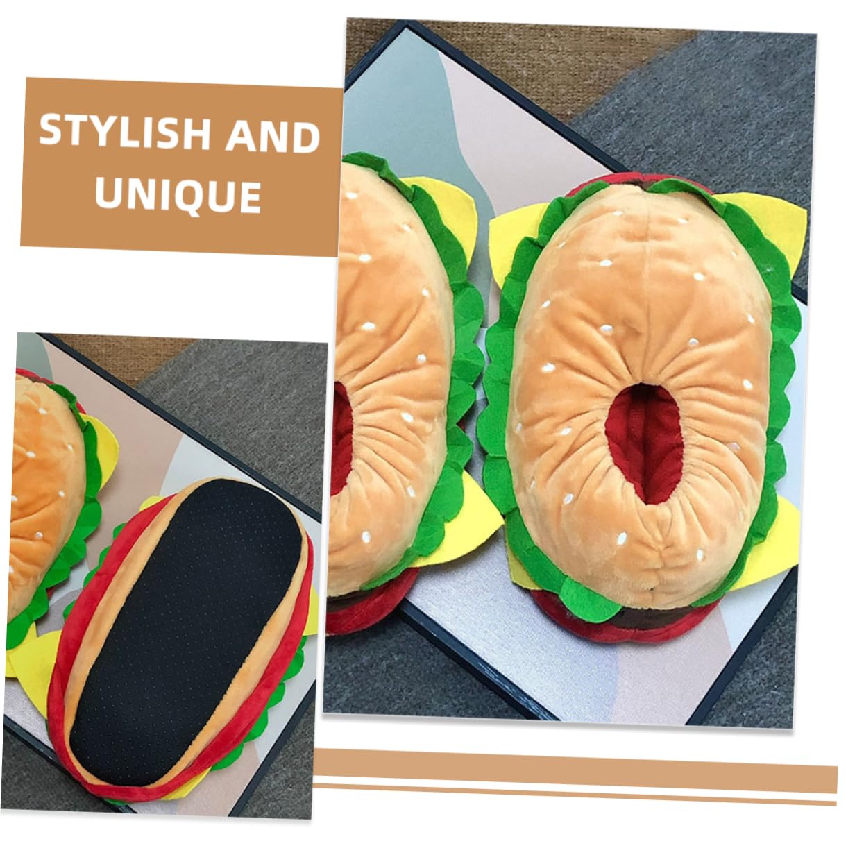 LIFKOME Pantuflas Suela Gruesa de Invierno Forma de Hamburguesa Cómodas y Cálidas y Material de Algodón Pp Talla 38 para Uso en Casa y Cocina