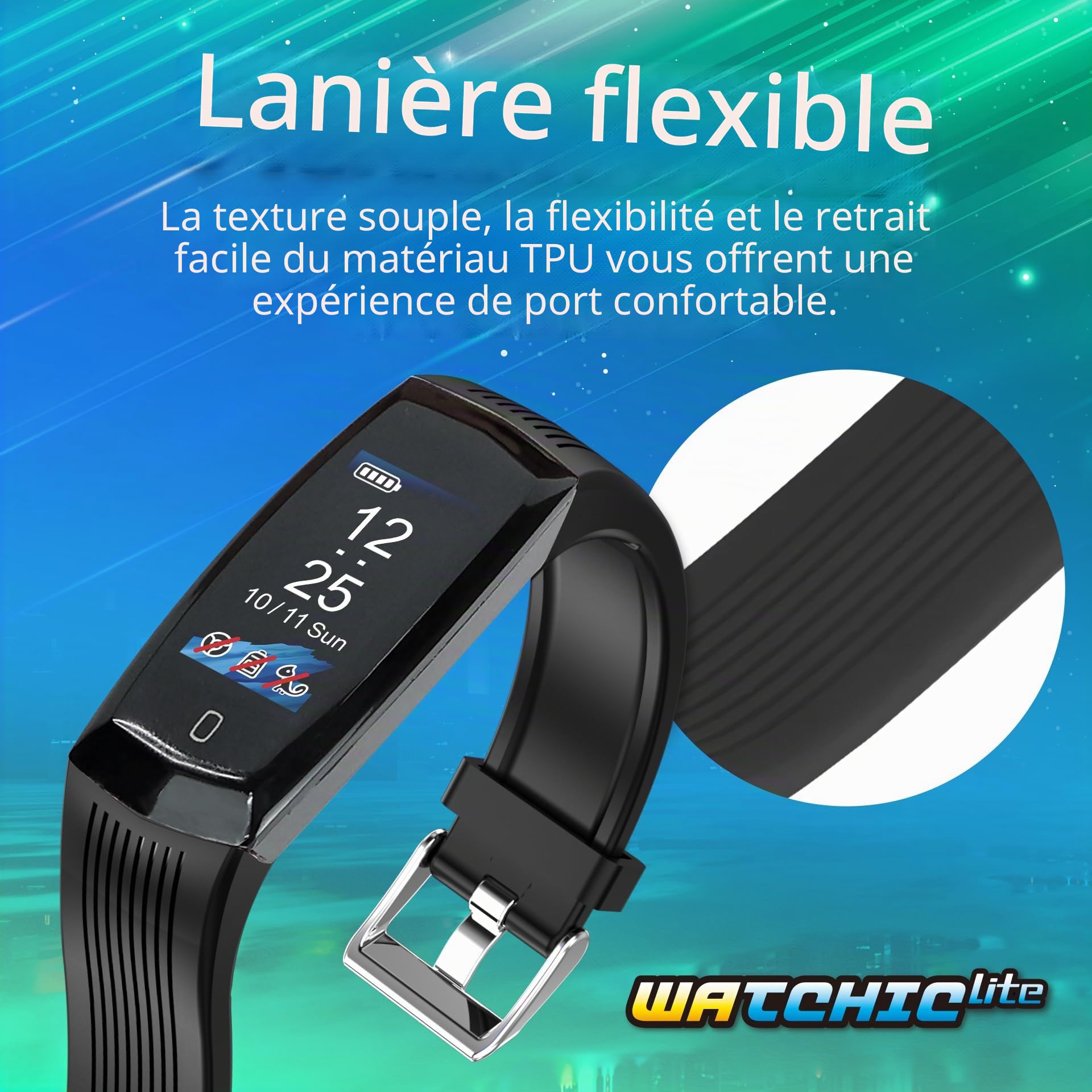 Brook Watchic Lite Édition Exclusive Officielle – Montre Auto Catch + Auto Spin, Écran Couleur 0,96″, Étanche IPX7, Autonomie 240 h, Porte‑clés Inclus