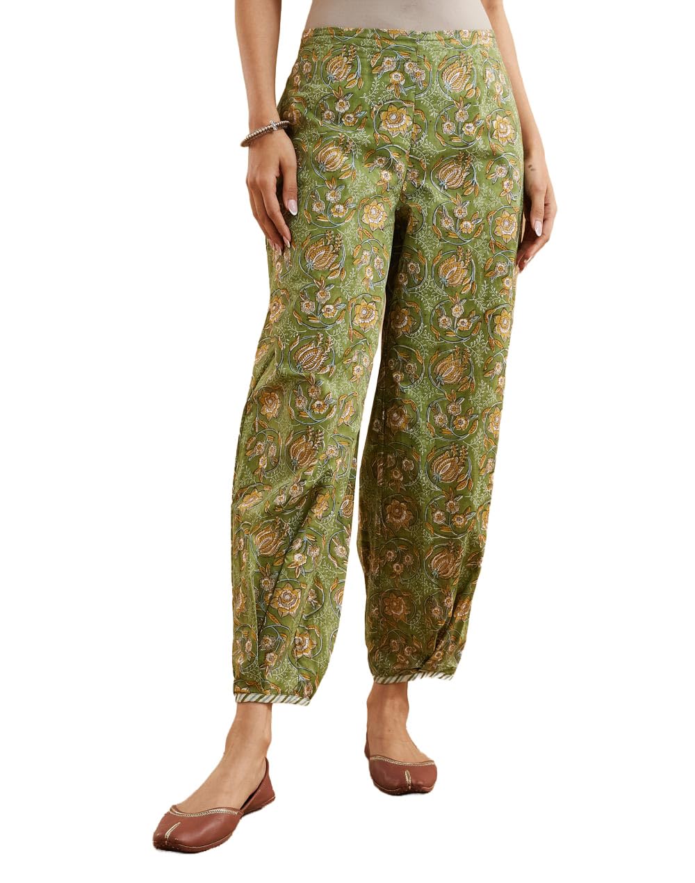 fabindia Women Green Floral Print Regular Fit Salwar-picture-19
