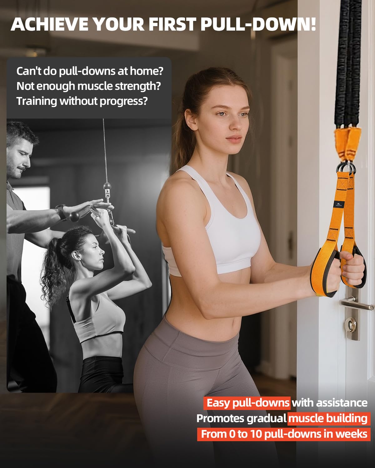 Abahub Set di Bande per Tricipiti con Ancoraggi Porta Regolabile, Banda Tricipiti per Fitness Casa, Allenamento Braccia e Esercizi Forza, Include Maniglie e Borsa, Principianti Home
