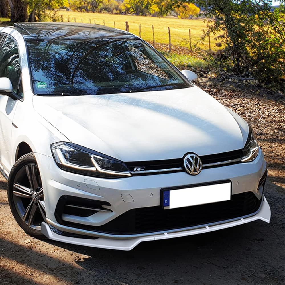Q1-TECH, Front Bumper Lip fit for Compatible with 2014-2020 Volkswagen VW Golf GTI MK7, Front Bumper Lip Spoiler Air Chin Body Kit Splitter Painted Glossy White ABS, 2015 2016 2017 2018 2019