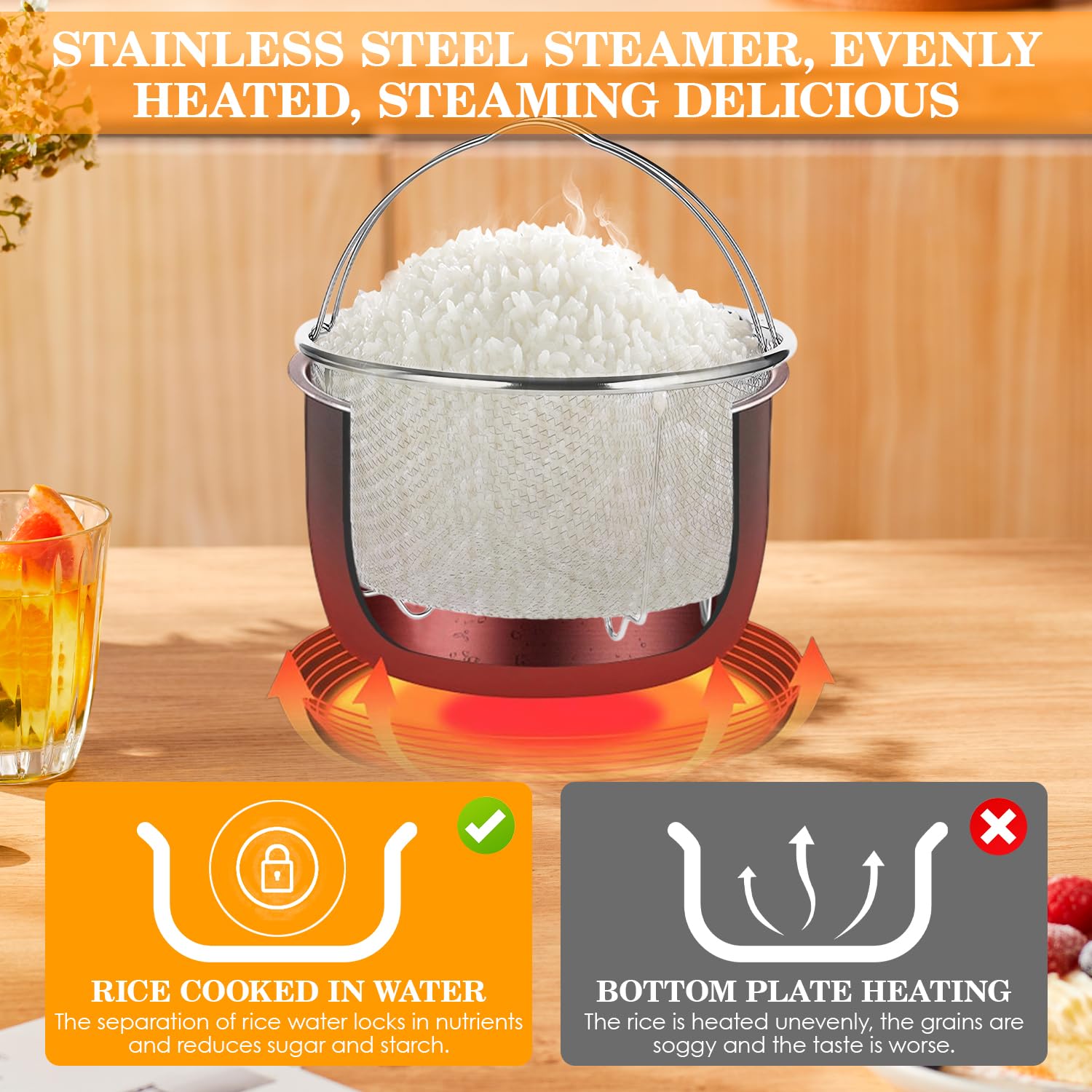 Panier à Vapeur En Acier Inoxydable 18cm - Pour Autocuiseur, Friture Et Cuisson Saine