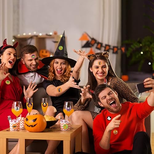 Miniatura 7 de 800 calcomanías de personajes de Halloween, calabaza, araña, murciélago, fantasma, bruja, Halloween, rollo, 16 diseños alternativos, etiquetas de