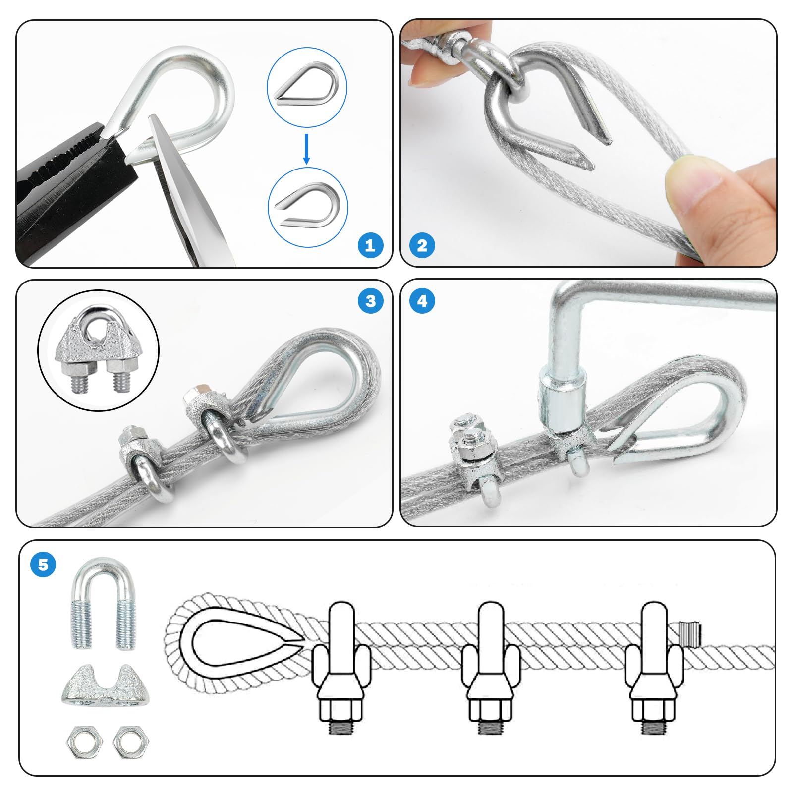 Hannger 30 M PVC-beschichtetes Drahtseil 3 Mm Grün – Mit Ösen, Spannschlössern & Klemmen Für Wäscheleine, Lichterketten & Pflanzenrankhilfe