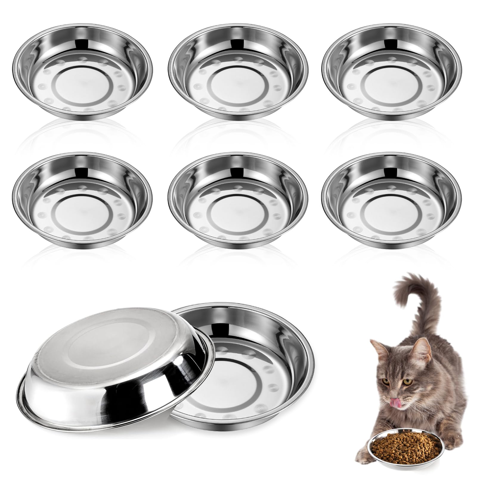 Gamelles pour chat en acier inoxydable 18 cm idéales pour nourrir plusieurs chats