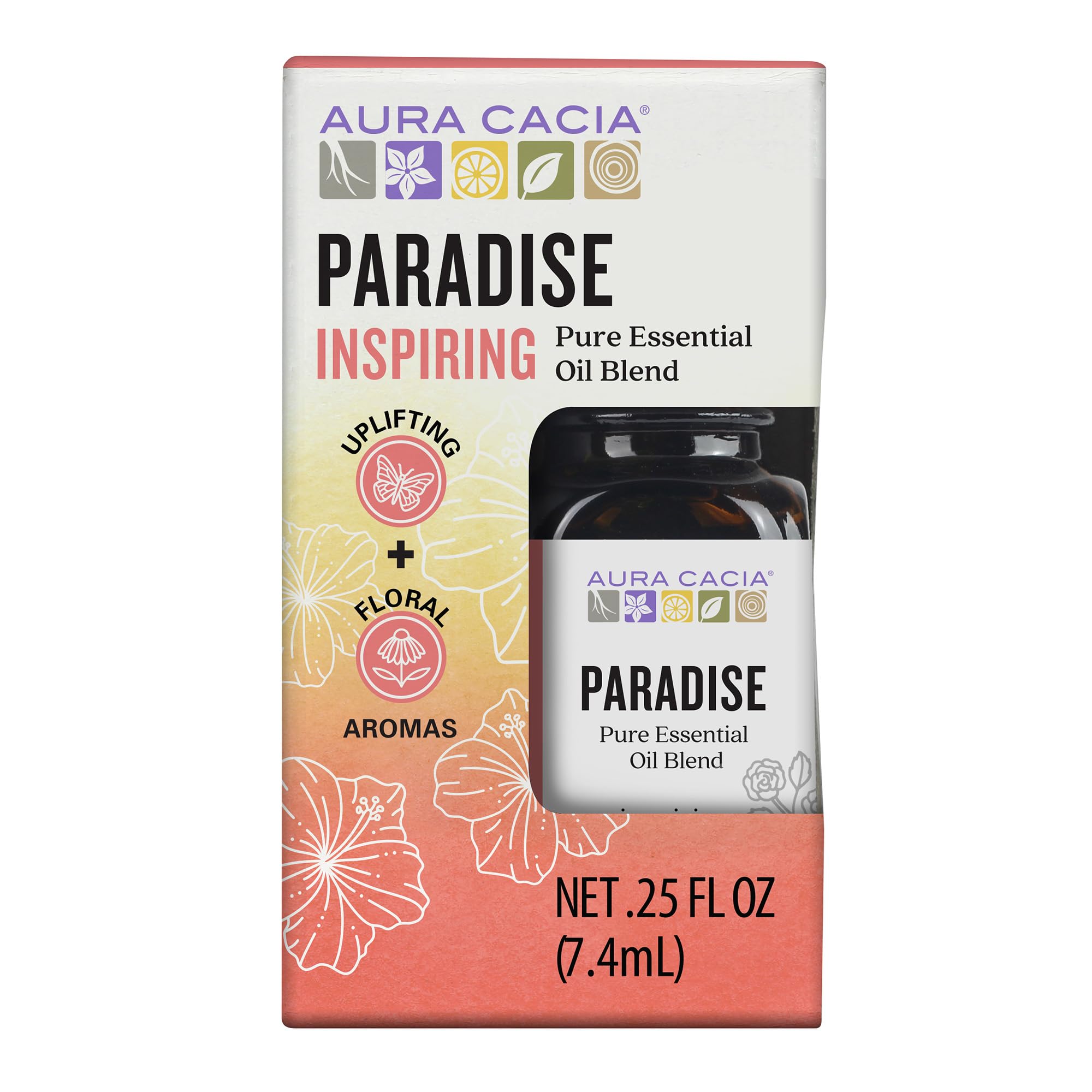 Aura Cacia Paradise Essential Oil Blend, Boxed 0.25 Fl. oz. - Light Aroma, No Synthetic Fragrances