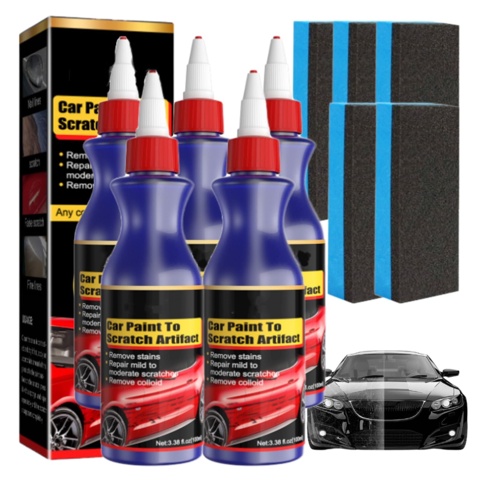 Kratzer Entferner Auto, 2026 Upgrade Auto Kratzer Entferner, Autopolitur Kratzer Entfernen, Schnelle Tiefenreparaturcreme, Lackkratzer Reparatur, Auto Kratzerentferner für Tiefe Kratzer, 100ML*5Pcs