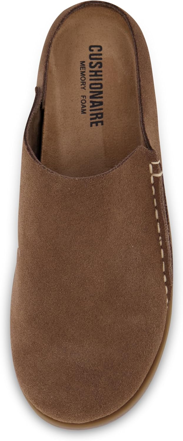 CUSHIONAIRE Women's Clay Genuine Leather footbed clog with +Comfort padding