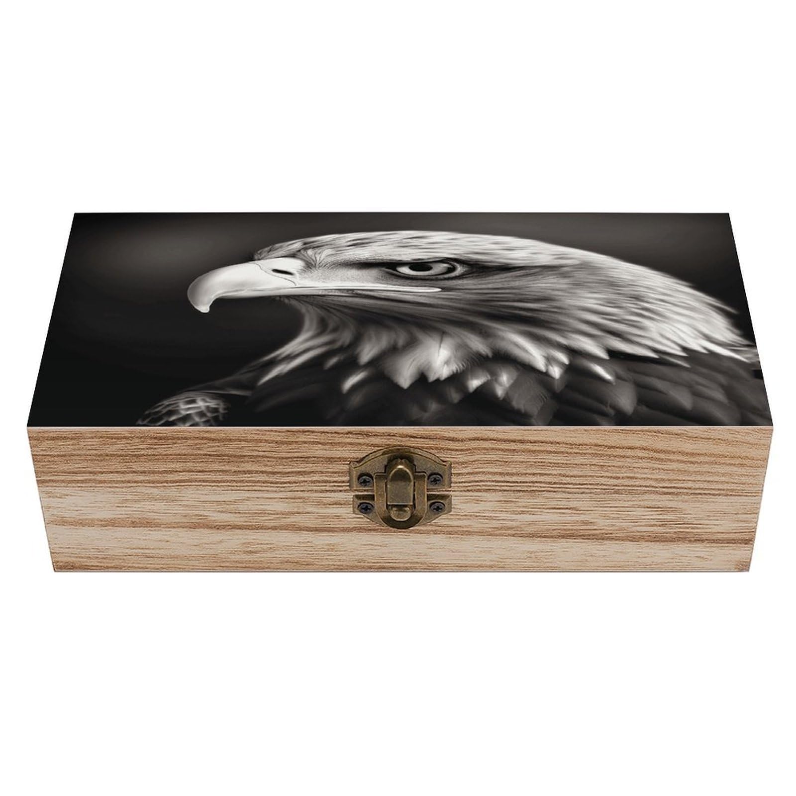 VstaDank Eagle Black And White Wooden Storage Box Wooden Keepsake Box with Hinged Lid Exquisite Solid Wood Decorative Jewelry Case Memory Box for Jewelry Photos Letters Crafts Trinkets