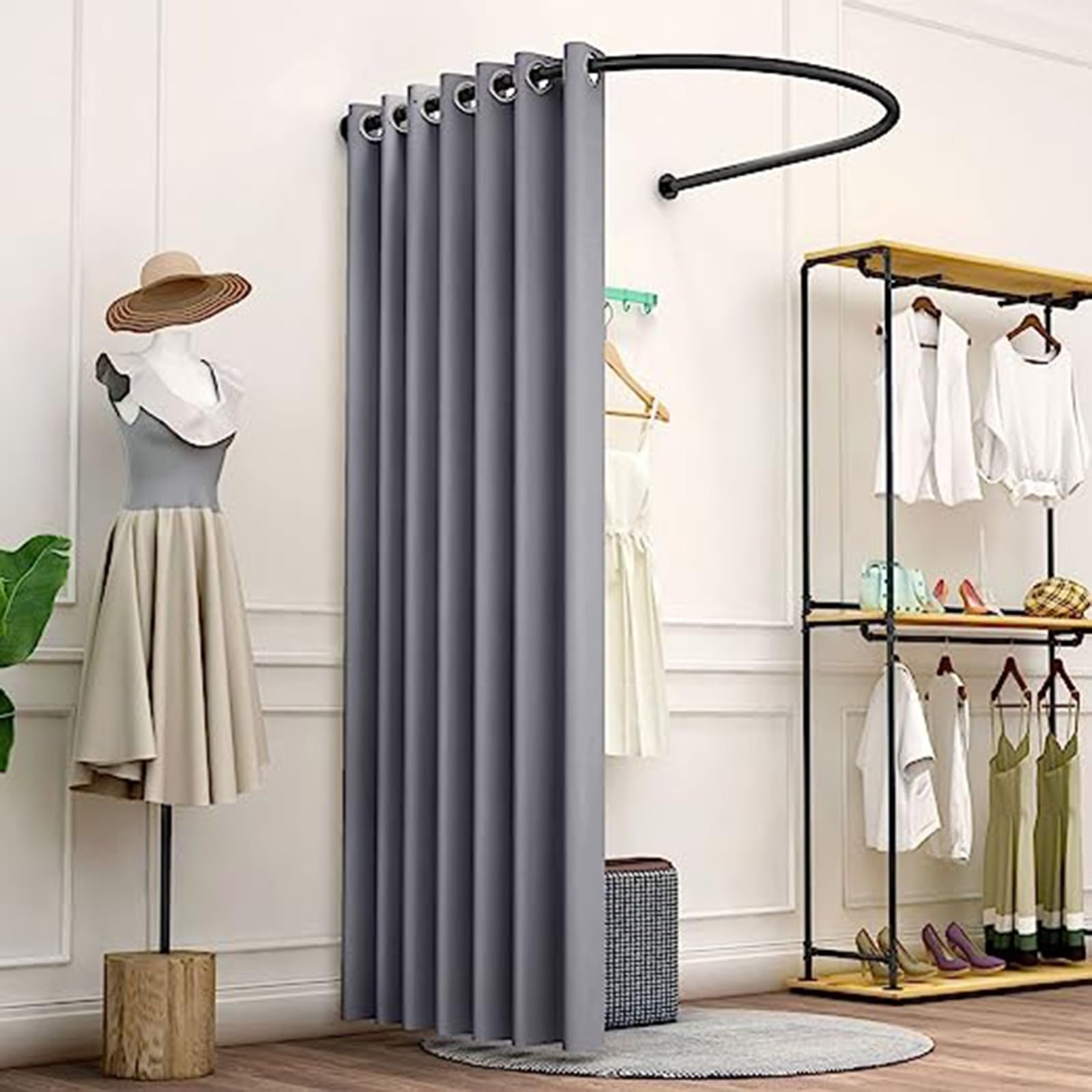 ELZEM Cabine D'essayage Simple Magasin De Vêtements Cabine D'essayage, Vestiaire Porteur Solide Vestiaire De Confidentialité Stable Et Portable Amovible F,80CM