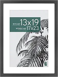 MCS Studio Gallery 17x23 Matted Poster Frame with 13x19 Picture Display, Black Woodgrain Vertical & Horizontal Wall Hanging Large Picture Frame for Photos, Posters & Art Prints (1-Pack)